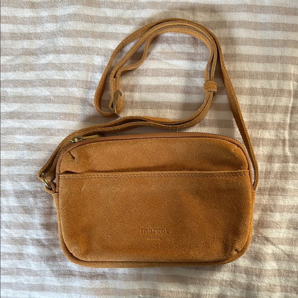Margot Tan Suede Crossbody Bag